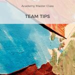 Abstract pink and blue mural banner reading 'Academy Master Class' with bold 'TEAM TIPS' text on top.